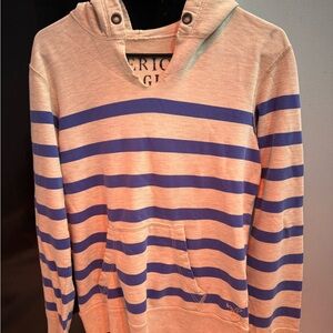 American Eagle Outfitters Blue and Tan Striped Hoodie